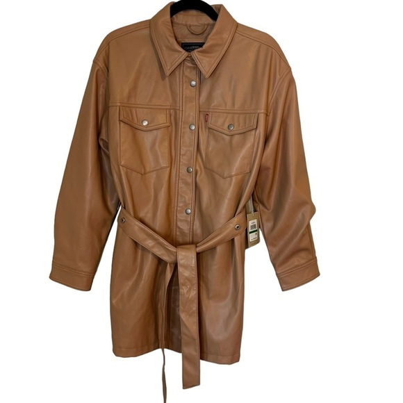Levi's Women's Faux Leather Belted Shirt Jacket - Picture 5 of 14